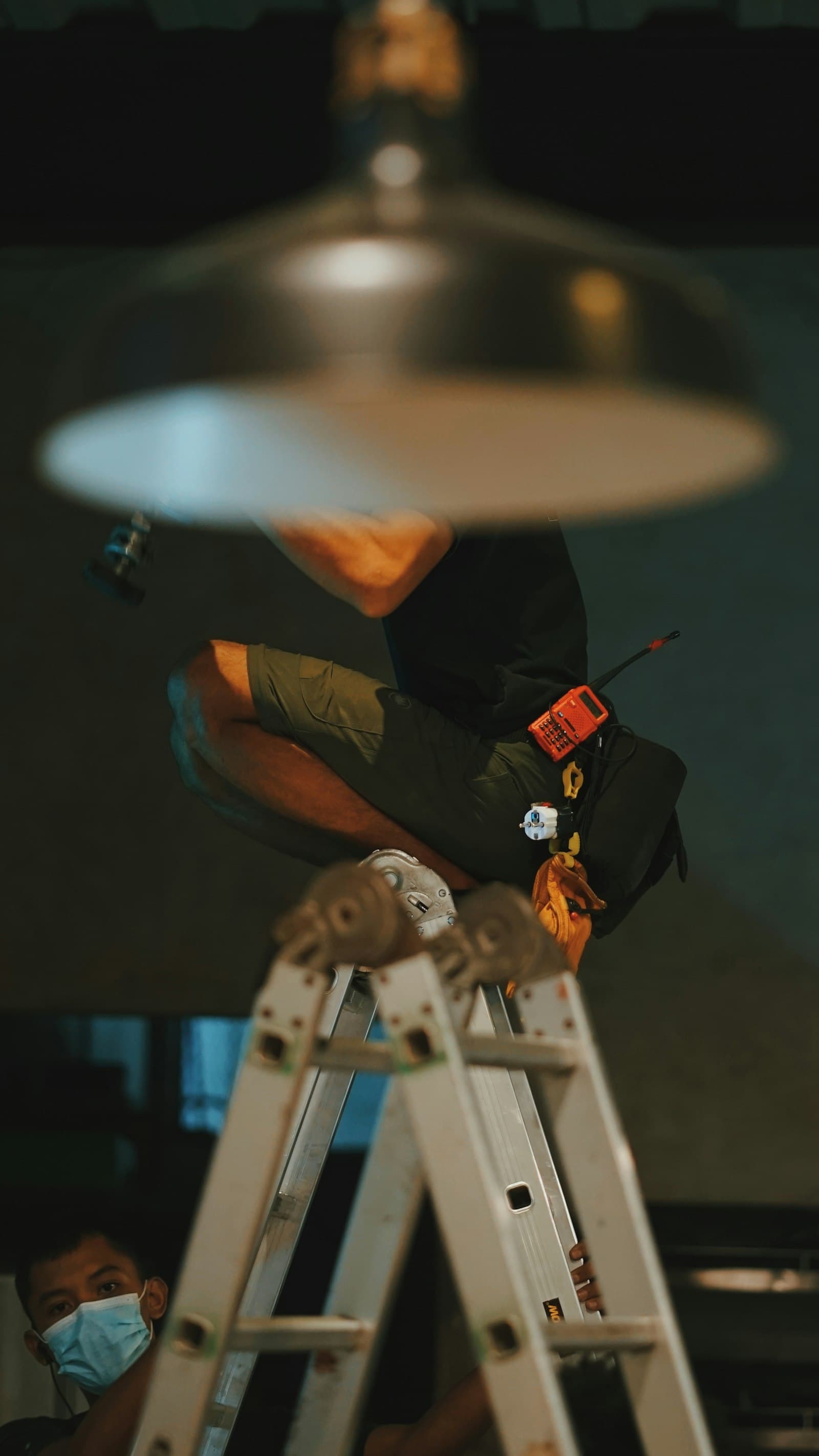 Maintenance work from a ladder on site